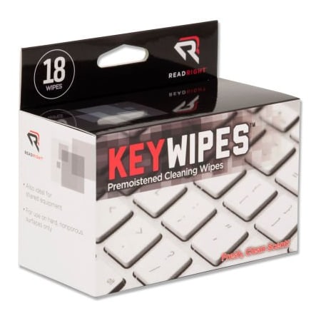 Read Right/Advantus Corporation Read Right KeyWipes Keyboard & Hand Cleaner Wet Wipes, 18/Box - REARR1233 RR1233